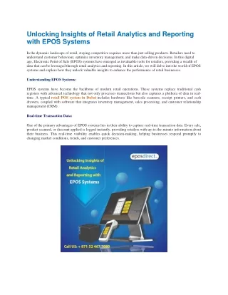 Unlocking Insights of Retail Analytics and Reporting with EPOS Systems