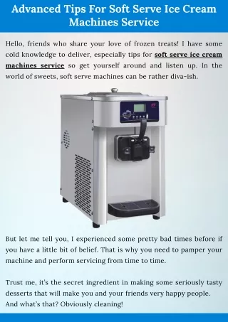 Advanced Tips For Soft Serve Ice Cream Machines Service