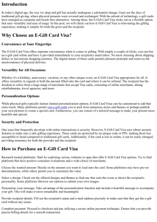 E-Gift Card Visa: The Future of Giving Made Easy