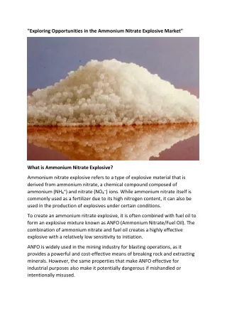 Ammonium Nitrate Explosive Market
