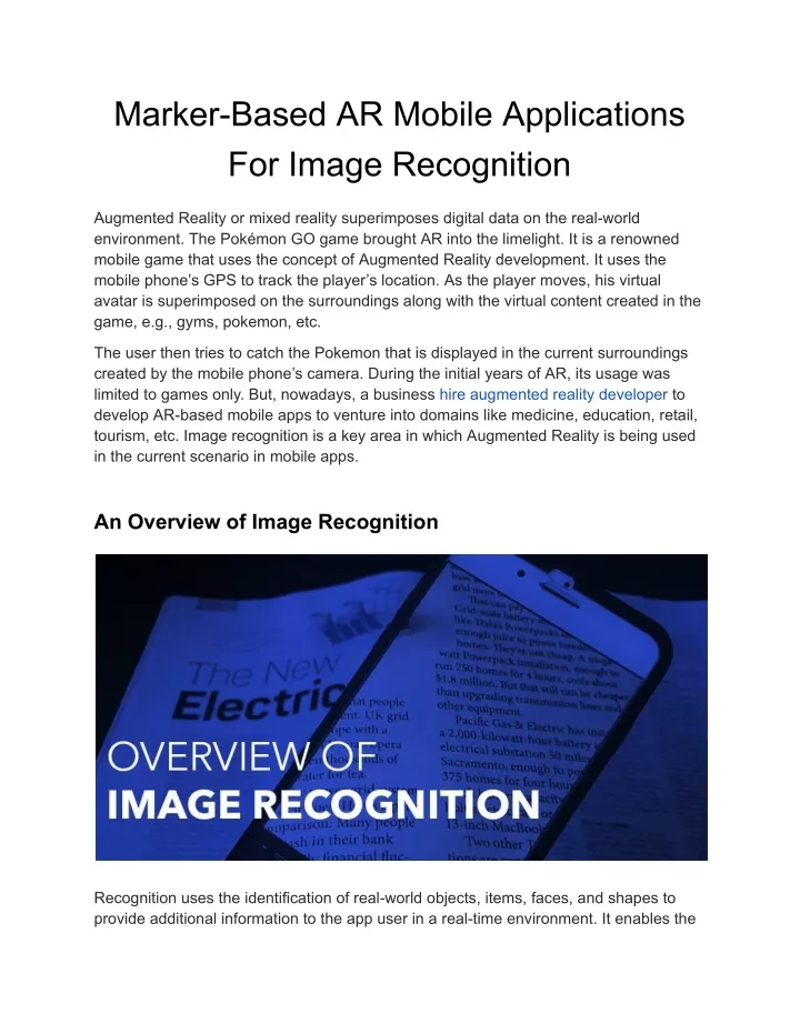 marker based ar mobile applications for image