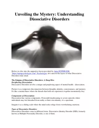 unveiling the mystery understanding dissociative