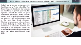 Excel Training Perth - Your Gateway to Success with Fast Track Computer Solution