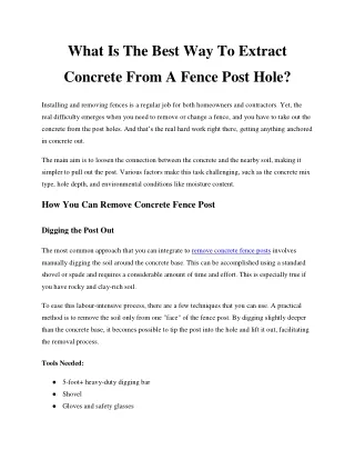 What Is The Best Way To Extract Concrete From A Fence Post Hole