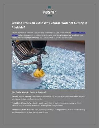 Seeking Precision Cuts? Why Choose Waterjet Cutting in Adelaide?