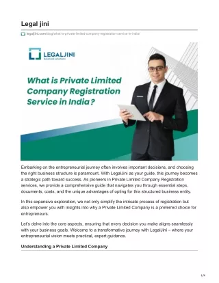 What is Private Limited Company Registration Service in India?