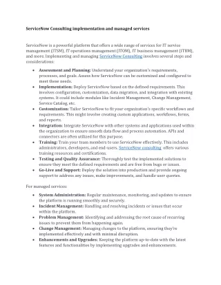 servicenow consulting implementation and managed