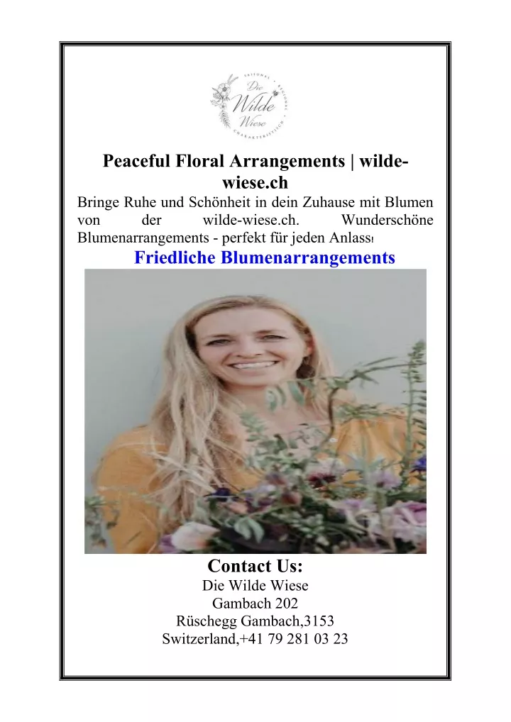 peaceful floral arrangements wilde wiese