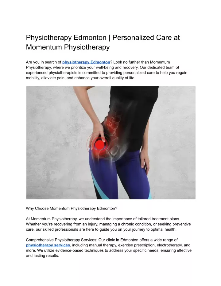 physiotherapy edmonton personalized care