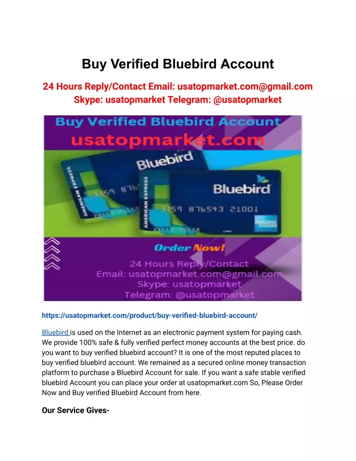 buy verified bluebird account