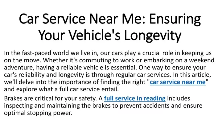 car service near me ensuring your vehicle s longevity