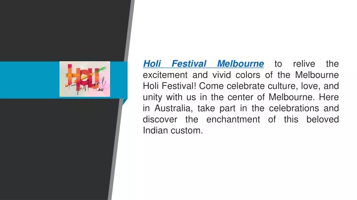 holi festival melbourne to relive the excitement