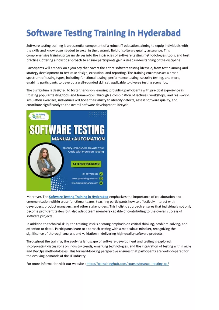 software testing training in hyderabad