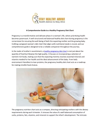 Pregnancy Diet Chart for Healthy Baby