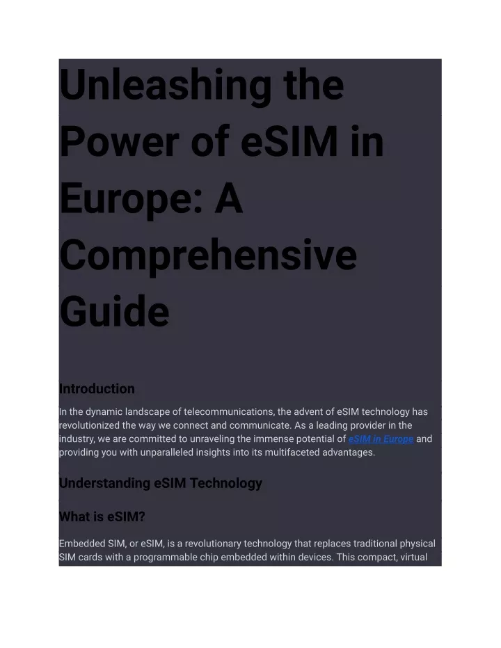 unleashing the power of esim in europe