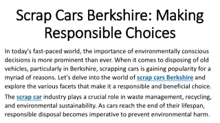 Scrap Cars Berkshire Making Responsible Choices