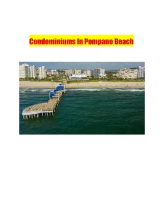 Condominiums In Pompano Beach
