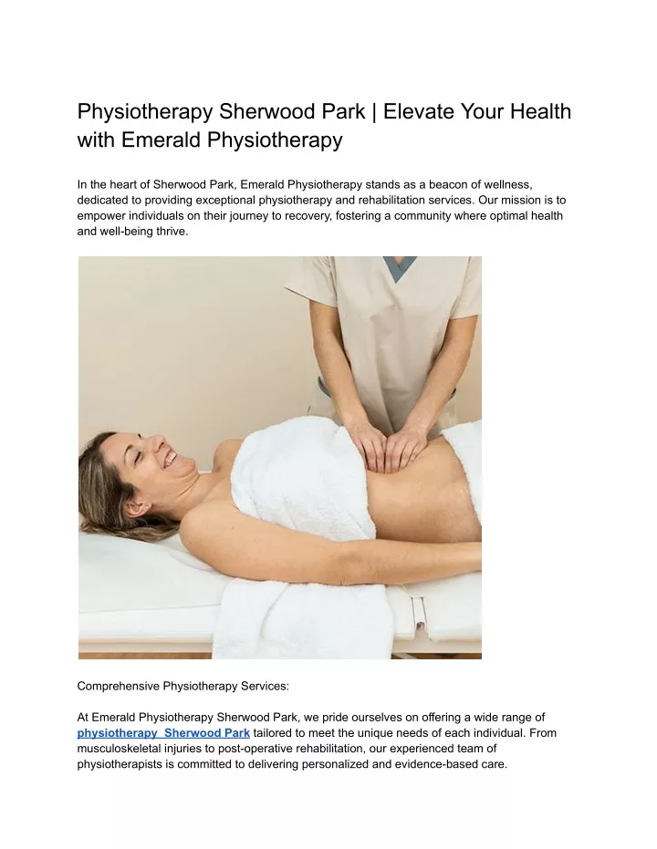 physiotherapy sherwood park elevate your health