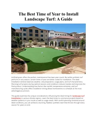 The Best Time of Year to Install Landscape Turf A Guide