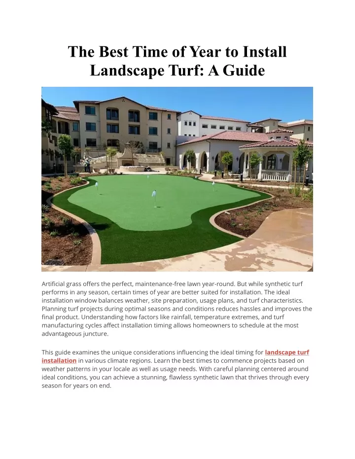 the best time of year to install landscape turf