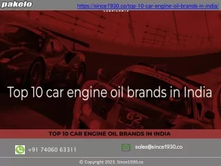 TOP 10 CAR ENGINE OIL BRANDS IN INDIA