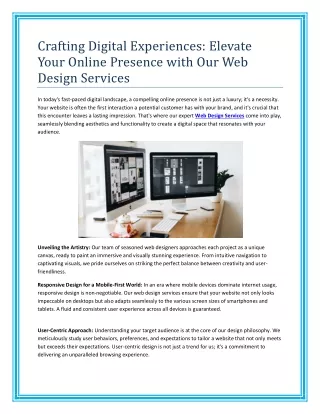 Crafting Digital Experiences: Elevate Your Online Presence with Our Web Design