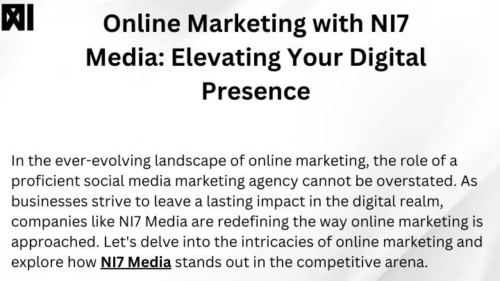online marketing with ni7 media elevating your