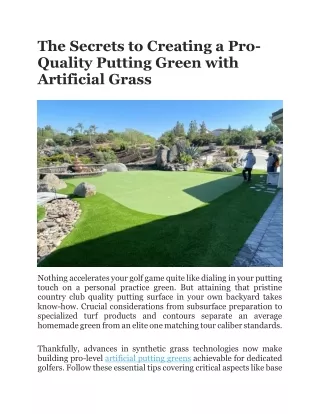 The Secrets to Creating a Pro-Quality Putting Green with Artificial Grass