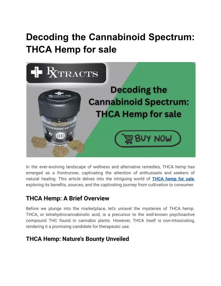 decoding the cannabinoid spectrum thca hemp