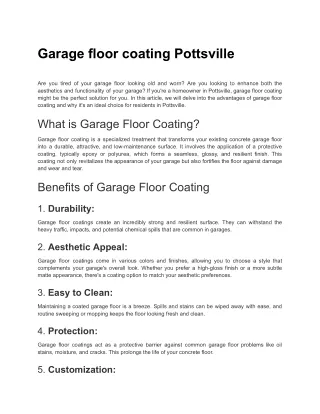 Garage floor coating Pottsville