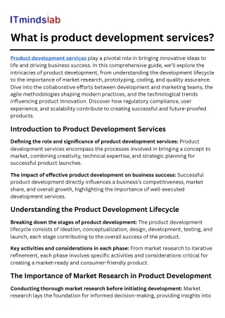 What is product development services? It Mindslab