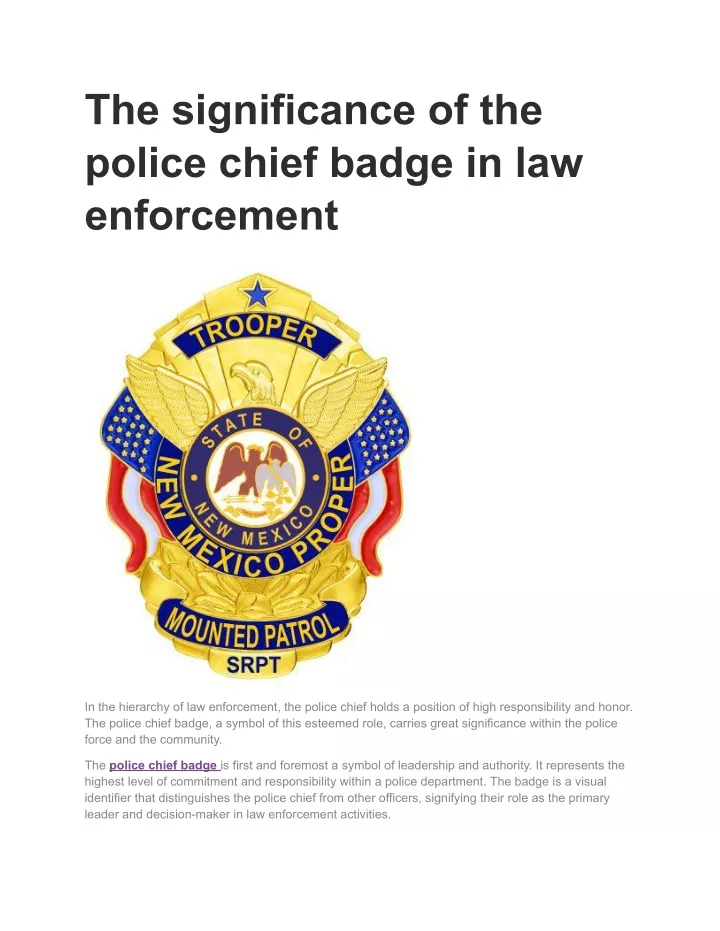 the significance of the police chief badge