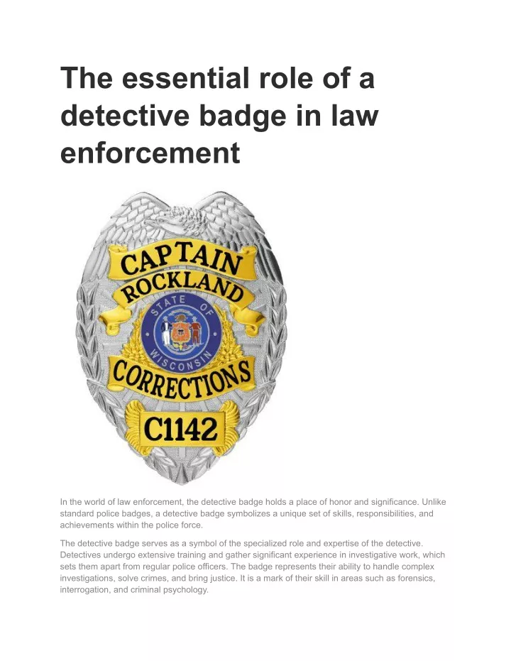 the essential role of a detective badge