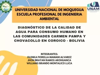 Diagnóstico de la calidad de agua para consumo humano en las comunidades Carmen