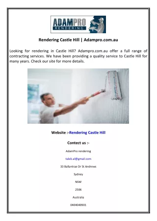 Rendering Castle Hill  Adampro.com.au