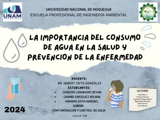 IMPORTANCIA DEL CONSUMO DE AGUA EN LA SALUD Y LA PREVENCION DE LA ENFERMEDAD