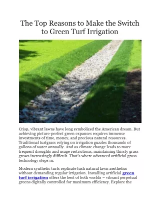 The Top Reasons to Make the Switch to Green Turf Irrigation