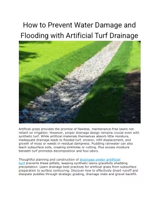 How to Prevent Water Damage and Flooding with Artificial Turf Drainage