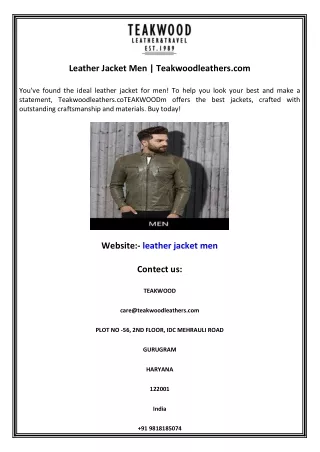 Leather Jacket Men  Teakwoodleathers.com