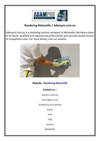 rendering matraville adampro com au