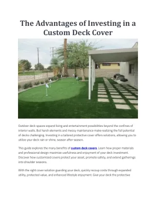 The Advantages of Investing in a Custom Deck Cover