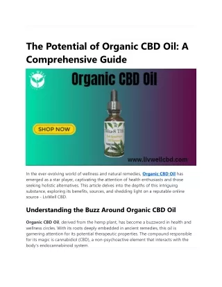 The Potential of Organic CBD Oil