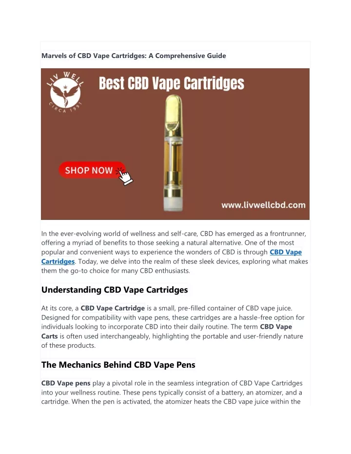 marvels of cbd vape cartridges a comprehensive