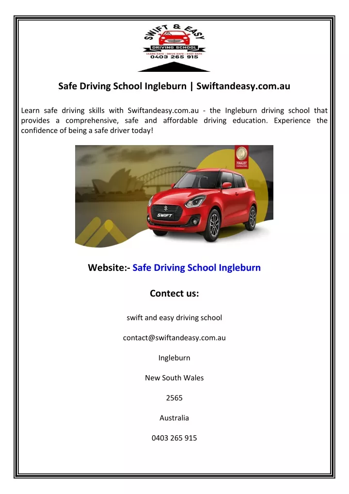 safe driving school ingleburn swiftandeasy com au