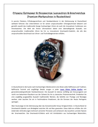 Erlesene Zeitmesser & Accessoires: Luxusuhren & Smartwatches Premium-Markenuhren