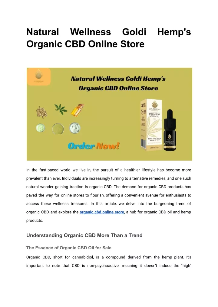 natural organic cbd online store