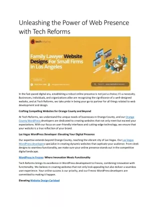 Unleashing the Power of Web Presence with Tech Reforms