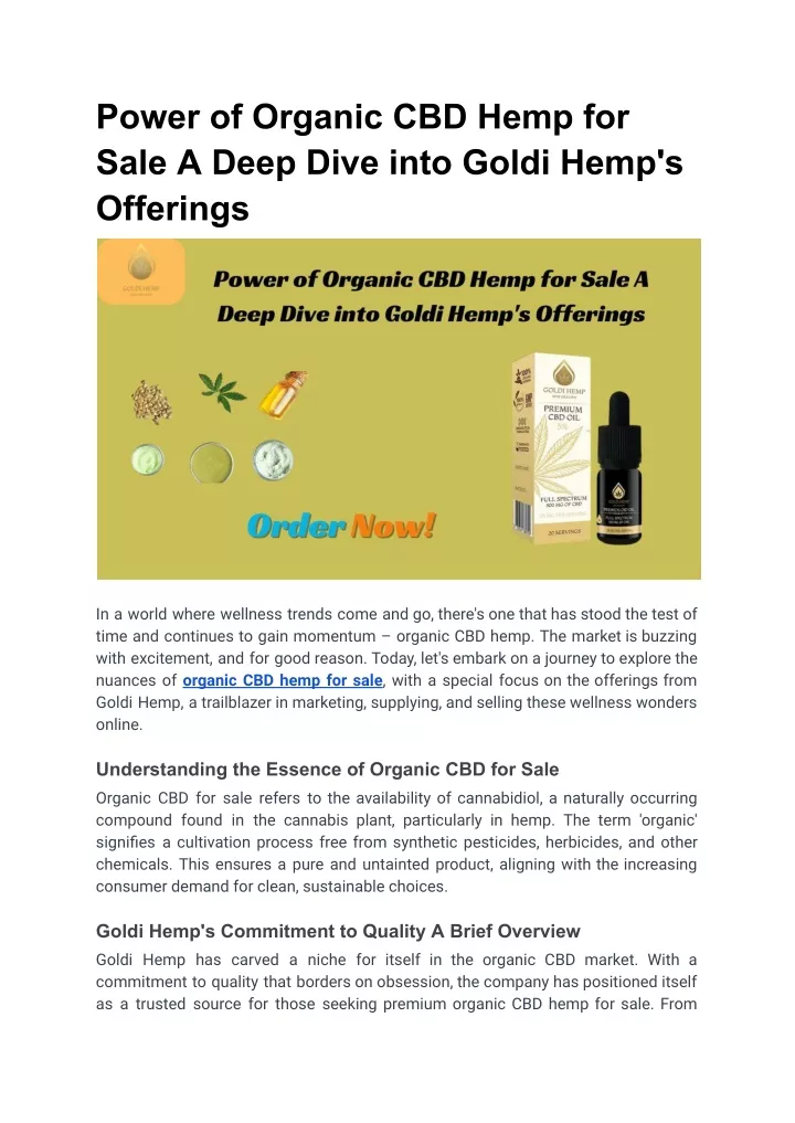 power of organic cbd hemp for sale a deep dive