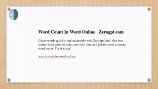 Word Count In Word Online  Zerogpt.com