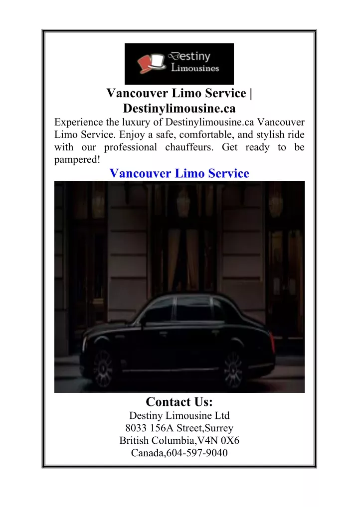 vancouver limo service destinylimousine